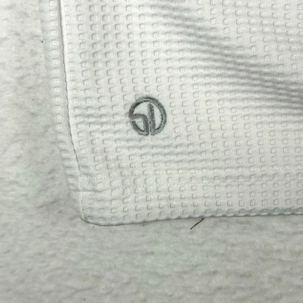 Straight Down Mens XXL White Waffle Knit Quarter Zip Pullover Golf Sweater Logo